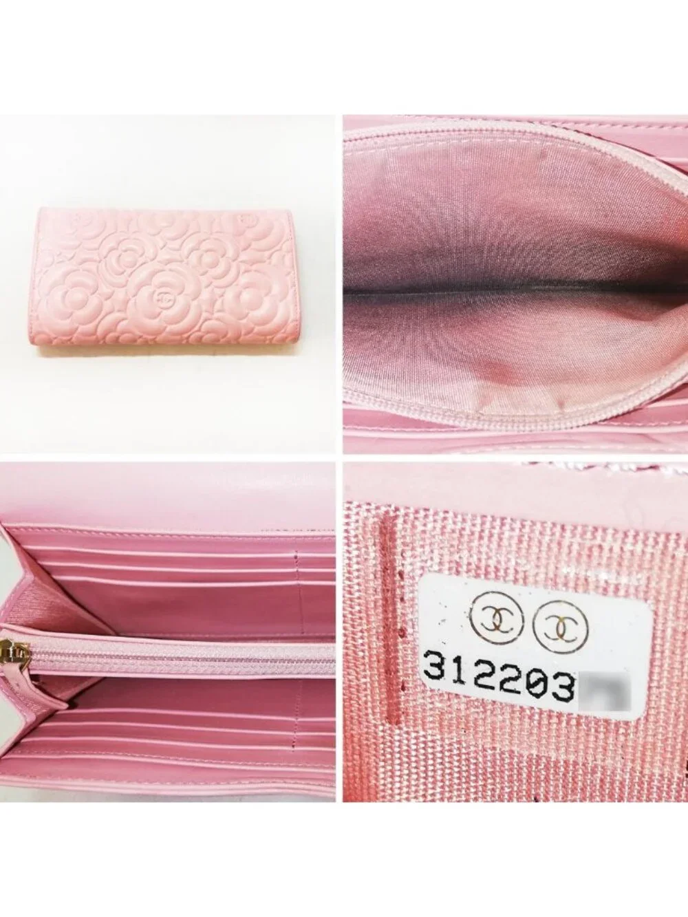Chanel Camellia Long Wallet Pink Chain